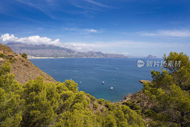 Altea, Calpe和Alfas del Pi, alir哥斯达黎加布兰卡全景在西班牙阿利坎特